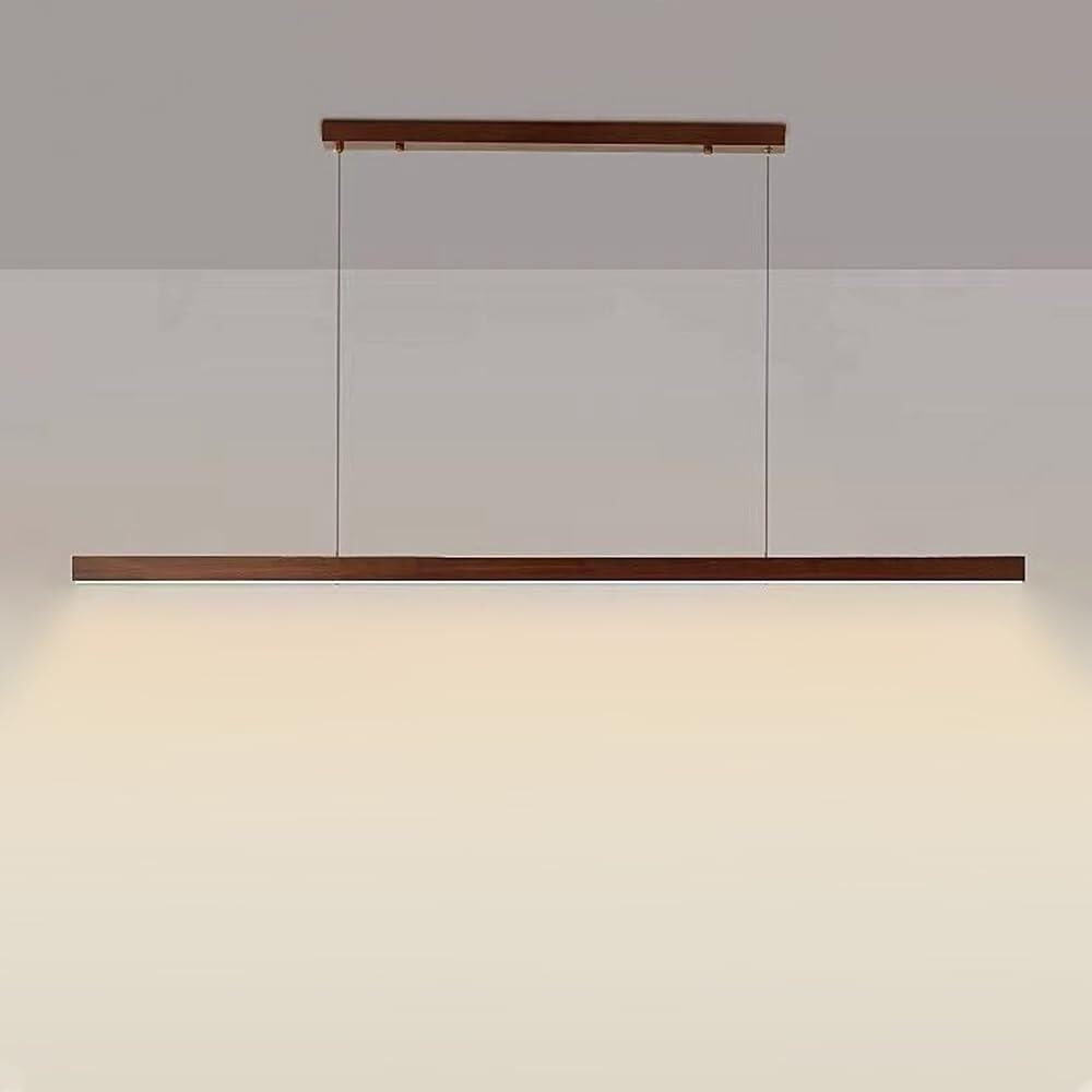 CUNTO LED Lampada a Sospensione in Legno Lampadario lineare Minimalista Lampada da soffitto Lampada a Sospensione a Striscia Lunga Lampadari Moderni per Tavolo da Pranzo Lampade a Sospensione per