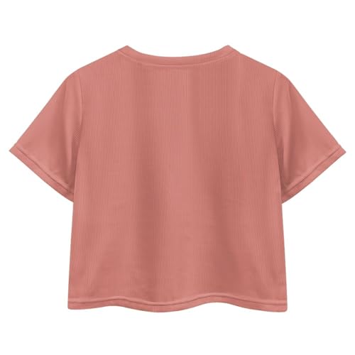 Image of Girls Summer Crop Top Outfits Short Sleeve T Shirts Kids Cute Clothes Tees Blouse