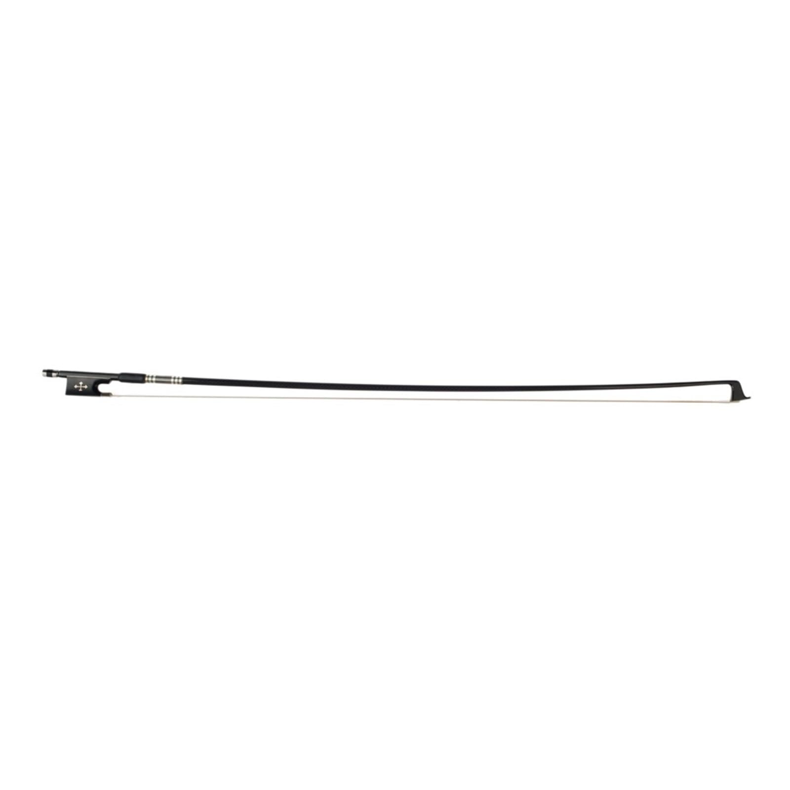 Arcos De Violín De Madera Arco De Violín Fibra Carbono A Cuadros Envuelto Con Hilo Plateado Y Negro Funda Piel Oveja Cruz Plateada Cordal Ébano(3-4)