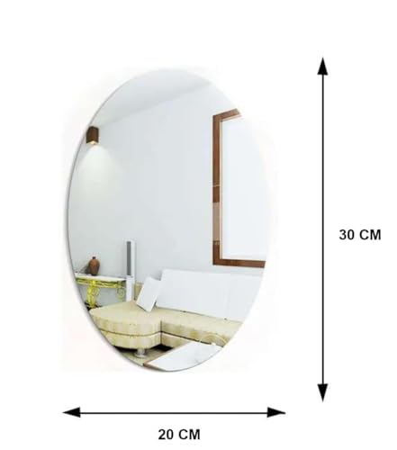 Image of KLIMET Oval Shape Adhesive Mirror Sticker for Wall on Bathroom Bedroom Living Homee House, Size - 20 * 30 CM