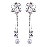 LOKUMI ピアス 日本製 プレシオサ クリスタル 金属アレルギー対応 ビジュー バックキャッチピアス 2way 大振り スイング レディース シンプル 人気 揺れる ビジュー バックキャッチ スタッド 華奢 ニッケルフリー ギフト プレゼント (シルバー)