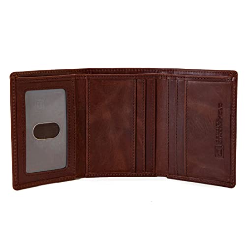 ID Stronghold Slim RFID Trifold Wallet for Men - Genuine Buffalo Leather - Whiskey3