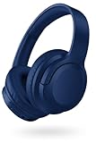Fone de Ouvido Bluetooth 5.3 On-Ear – Headphone Sem Fio com Cancelamento de Ruído, Microfone Integrado, Ajustável e Dobrável – Ideal para Corrida, Academia, Android e iOS - Premium (Azul)