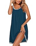 Ekouaer Plus Size Sleepshirt Sexy Nightgowns for Women Short Sleeve Sleepwear (Blue, XX-Large)