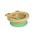 BIOZOYG Zestaw z miska bambusowa Zabka I Miseczka z przyssawka i lyzeczka - certyfikat FSC I swietna bambusowa drewniana miska w zestawie dla dzieci - Miseczka do kleiku i musli I Dzieciece naczynie bambusowe okragle zielone