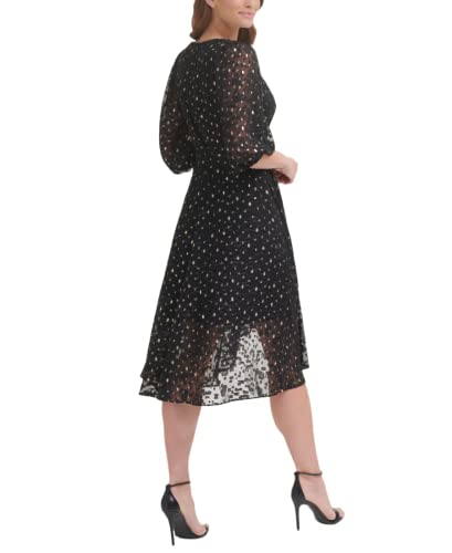Image of DKNY Women's Half Balloon Sleeve Faux Wrap Midi Dress