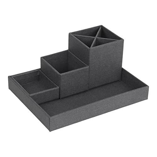 Bigso Box of Sweden Desk Storage Organiser for Stationery, Pen Holder with 4 Compartments for Various Office Items