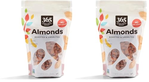 Image of 365 by Whole Foods Market, Roasted And Unsalted Almonds, 16 Ounce (Pack of 2)