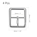 uxcell Metal Roller Buckle, 4Pcs 1 Inch Single Prong Belt Buckle Square Center Bar Buckles for Leather Craft Accessories Belt, Silver