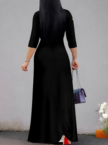 Image of PinkPatty Plus Size Dresses for Curvy Women V Neck Flowy Long Sleeves Wrap Maxi Dress Travel Vacation Outfits