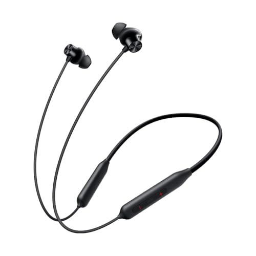 Image of Bluetooth Wireless Z2 in-Ear Neckband Earphones with Microphone, Fast Charging, Up to 30H Battery Life, Magnetic Neckband Design, Compatible with OnePlus Devices - Black