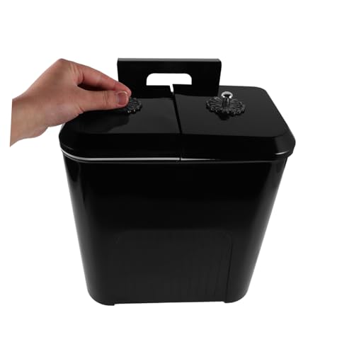 Caneca de basura rectangular de plástico con doble compartimento negro miniatura 4