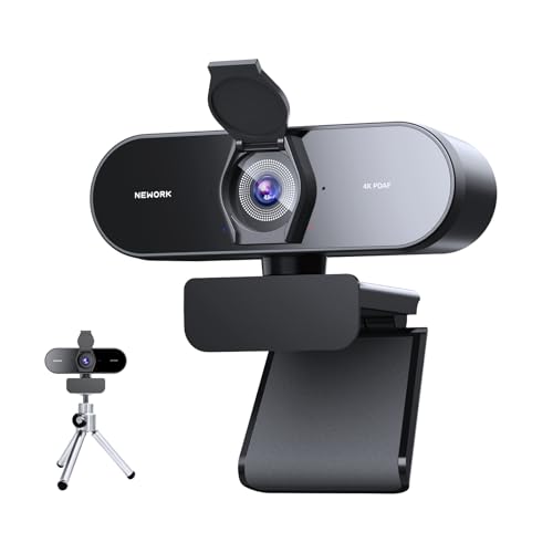 NEWORK Webcam 4K, Webcam UHD 1080p @ 60 fps, autofocus PDAF + CDAF, Cache de confidentialité et...