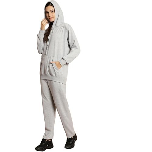 Image of Mack Jonney Solid Hooded Cotton Fleece tracksuit Co-Ord Set for Women-MACK32729