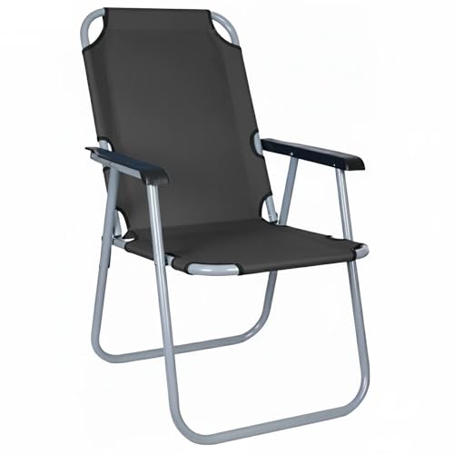 Image of Pivalo Camping Chair Foldable with Arm Rest Portable & Lightweight Folding Fishing Chairs for Outdoor Garden and Beach Picnic Travelling Hiking (Large, Black)