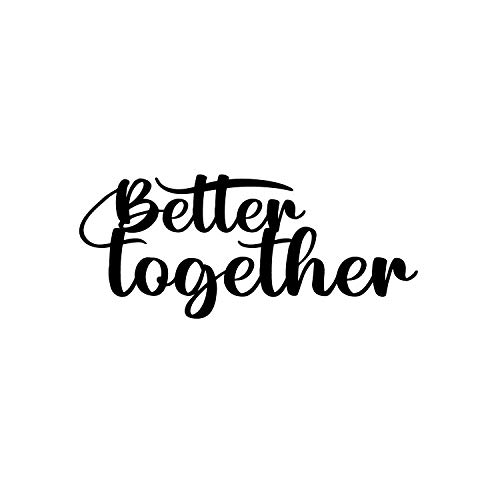 Image of eCraftIndia inchBetter Together Love Quote Black Engineered Wood Cutout Wall Art Decor - Perfect Wall Hanging for Bedroom Or Living Room - Ideal Gift for Couples, Engagements, Weddings, Valentine's Day