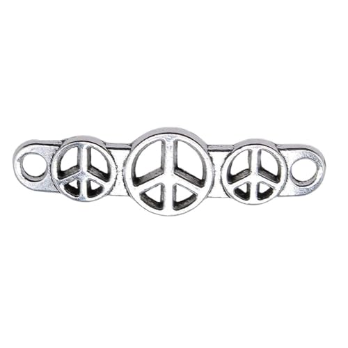 WYSIWYG 10pcs 11x39mm Peace Sign Connector Charms Antique Silver Color