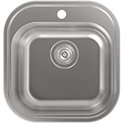 Fregadero Cata Css1 Cata | Fregadero de Acero Inoxidable | Fregadero Modelo CS-1 | Ancho de 45 cm | Fregadero Sobre Encimera | 1 Cubeta Cuadrada