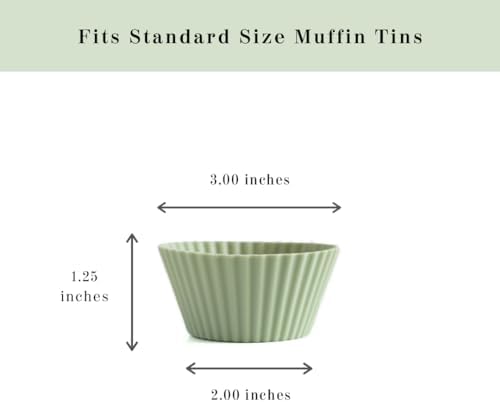 The Silicone Kitchen Reusable Silicone Baking Cup Silicone Muffin Liners for Cupcakes, BPA Free, Regular, 24 Pack, White Blue Green