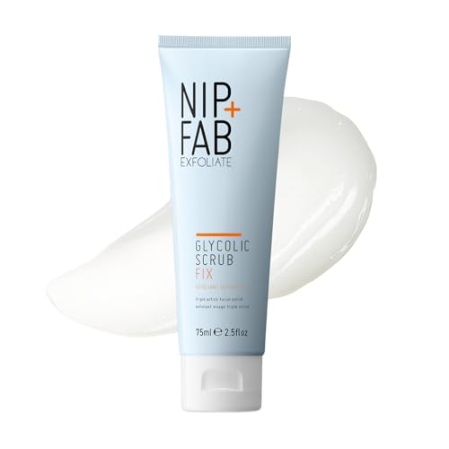 Nip + Fab Glycolic Fix Scrub (2.5 fl oz) – 3% Glycolic Acid 3-in-1 Facial Exfoliator – Brightening AHA Face Scrub with Salicylic Acid for Smooth Radiant Skin