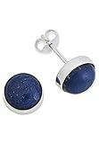 Material: 925er Sterling Silber; Edelstein: Lapis Lazuli; Cabochon Schliff; Steingröße: 8 x 8 mm; Größe: 9 x 9 mm; Farbe: blau; Steinform: rund; Stil: schlicht; Preis pro Paar Ohrringe; Lieferung in kleinem Stoffbeutel