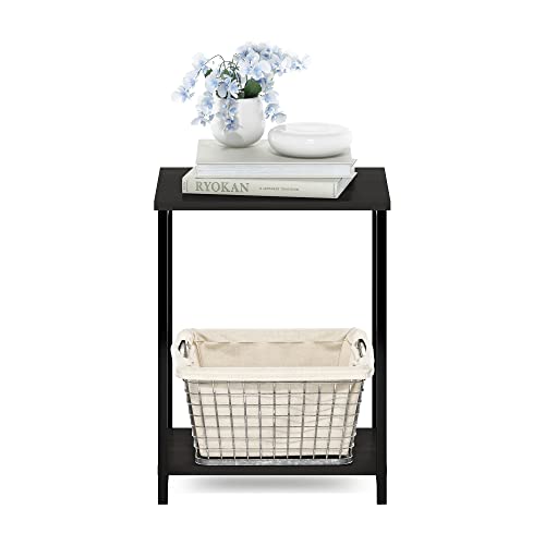 Image of Furinno Simplistic 2-Tier Metal Frame Side Table, Espresso