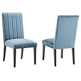 Modway EEI-5081-LBU Catalyst Performance Velvet Dining Side Chairs - Set of 2, Light Blue