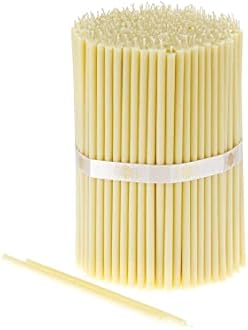 Danilovo Pure Beeswax Candles - No-Drip, Smoke-Less, Tall, Thin Taper Candles – Decorative Candles for Church Prayer, Decor or Birthday Candles – Honey Scented – 7.1 in, Ø 0.24 in (White, 100pcs)