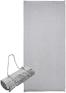 Sienna Large Microfibre Beach Towel Adjustable Drawstring Absorbent Travel Bag for Gym Travel, 71 x 152cm - Silver Grey