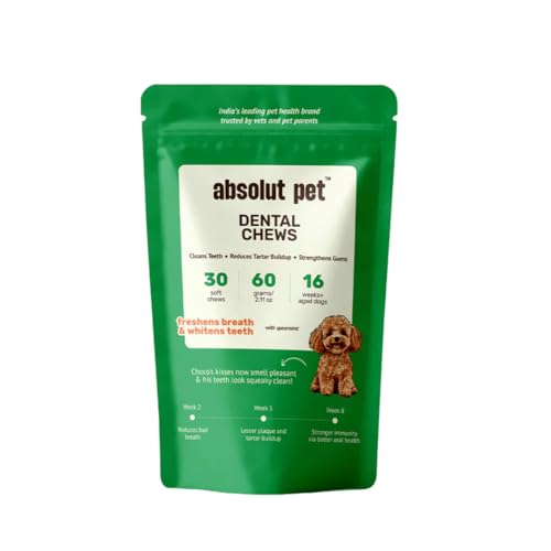 Image of Absolut Pet Dog Supplement for Oral Care, Dental Chews for Dogs that Reduces Plaque & Tartar | Freshens Breath & Supports Gum Health (30 Chews)