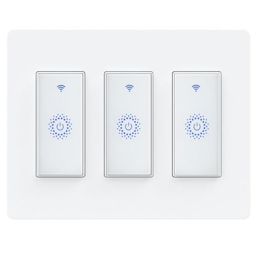 Milfra Smart Switch 3 Gang Alexa Light Switch Smart WiFi Light Switch Compatible with Alexa Google Home and IFTTT, Voice and Remote Control, No Hub Required
