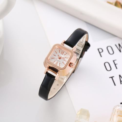Image of carl vinson Women's Small Square Dial Quartz Watch | Slim Leather Strap Ladies Wristwatch | 22mm Dial