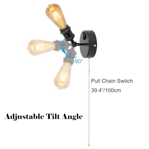 Kiven 12V LED Interior Lights with USB Port,RV Reading Lamp with Pull Chain Switch,4W Modern Wall Sconce Adjustable Warm White for RV Caravans Boats, Hard-Wired Surface Mount DZTB2773-SN