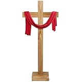 Lineshading 36 Inch Christmas Extra Large Wood Cross Unfinished Standing Cross Decor He Is Risen Outdoor Decorative Jesus Christ Catholic Crafted Wall for Home Wedding Communion Church Decor
