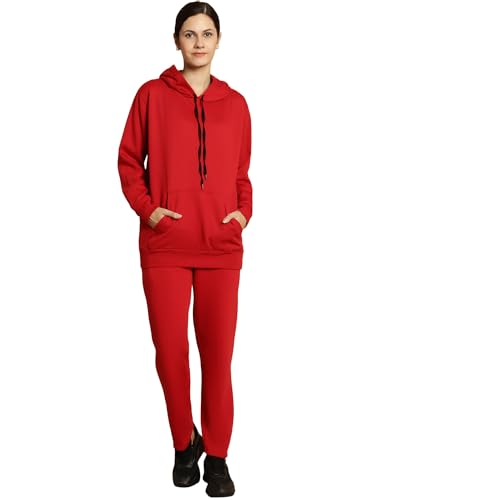 Image of Mack Jonney Solid Hooded Cotton Fleece tracksuit Co-Ord Set for Women-MACK32729