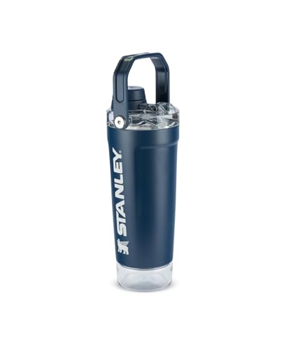 Image of STANLEY Vitalize Shaker Bottle, 20 oz, Dark Navy | Leakproof Shaker Bottle | Fast-Flow Spout | Removable Strainer | Easy-Grip Handle | Base Container | Double-Wall Insulation