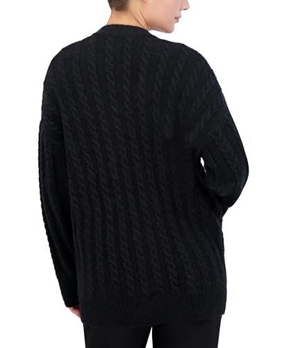 BCBGMAXAZRIA Women's Long Sleeve V Neck Cable Cardigan Sweater3