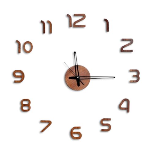 Image of cozyloom Modern Acrylic Wall Clock - Stylish Black Minimalist Design with Smooth Sweep for Living Room, Bedroom, Office, Kitchen & Home Interior Wall Decor(Brown)