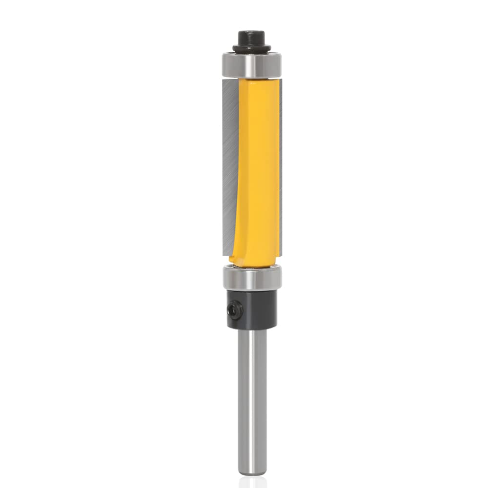 Mesee 8mm Gambo Fresa a Taglienti Diritti, Fresa per Rifilatura a Filo Con Doppio Cuscinetto Superiore e Inferiore Punta da Fresa per Rifilare per Lavorazione del Legno