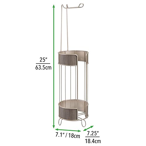 Mdesign Decorative Free-Standing Metal Wire Toilet Tissue Paper Roll Holder And Dispenser - Bathroom Storage Organizer For 3 Extra Reserve Rolls - Holds Mega Rolls - Pearl Champagne #TOP5