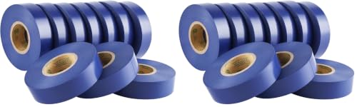 Image of Lichamp 20-Pack Blue Electrical Tape Waterproof, 3 /4 in x 66ft, Industrial Grade UL /CSA Listed High Temp Electrical Tape Blue Electric Super Vinyl