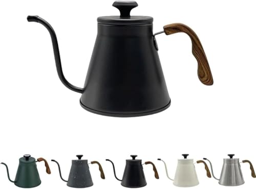 Zxyler ドリップポット コーヒーケトル おしゃれ コーヒーコーヒー 器具 IH対応 ステンレス製 ケトルキャンプ ケトル 温度計付き やかん 珈琲店 室内 アウトドア用 細口 1200ML コーヒーポット ドリップ用 直火