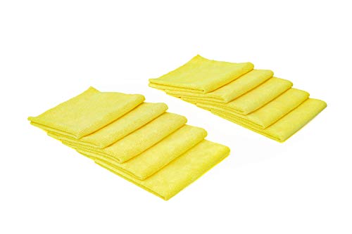 The Rag Company - Edgeless 300 - Microfiber Detailing Towels, Perfect for Removing Polishes, Sealants, and Glaze; Great for Interior Cleaning and Dirty Jobs; 300GSM, 16in x 16in, Yellow (10-Pack)