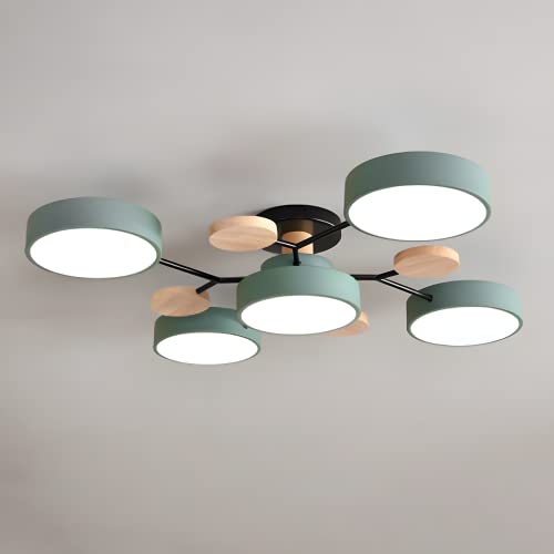Plafonnier LED nordique 5 lumières en acrylique et bois HGCHH
