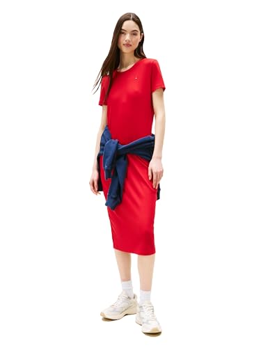 Image of Tommy Jeans Women's Bodycon Midi Dress with Logo Detail