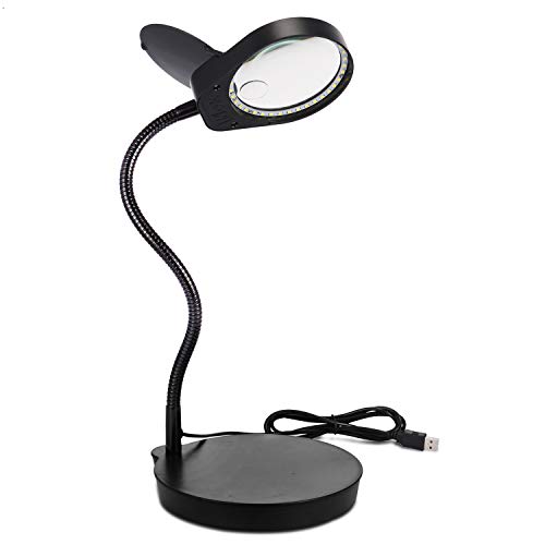 ENJOHOS Loupe sur Pied,3X 10x Lampe loupe,loupe eclairante et Support, 38 lumières LED Lampe loupe sur Pied,pour la Lecture, Personnes âgées en Train de Lire, Les Loisirs, Le Bricolage