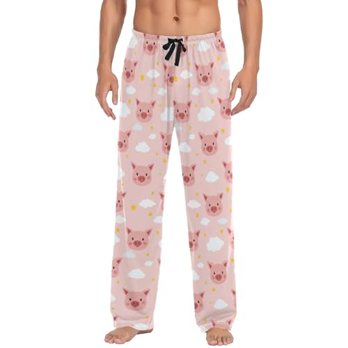 Men's Pajama Pants Pink Pig Could Star Pajama Pants for Men PJs Bottoms Drawstring Pockets Sleep Lounge Pants S
