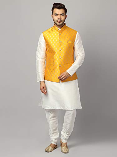 Image of Uri and MacKenzie Men's Silk Blend Kurta Pajama with Designer Ethnic Nehru Jacket /Modi Jacket