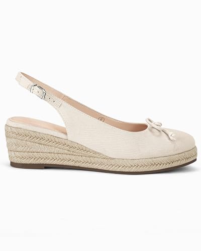 Image of Womens Closed Toe Espadrilles Wedges Shoes Platform Slingback Mid Low Heel Canvas Bow Dress Sandals
