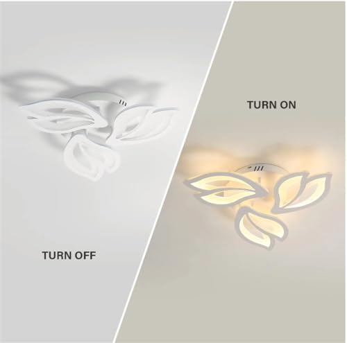 Plafond LED dimmable avec télécommande et design fleur blanc pour salon - 2
